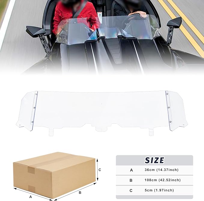 Front Windshield for Polaris Slingshot, Durable PC Dustproof Scratch Resistant Clear Windscreen Deflector for Polaris Slingshot S R SL SLR LE GT 2015-2025 Accessories, Replace #2882154