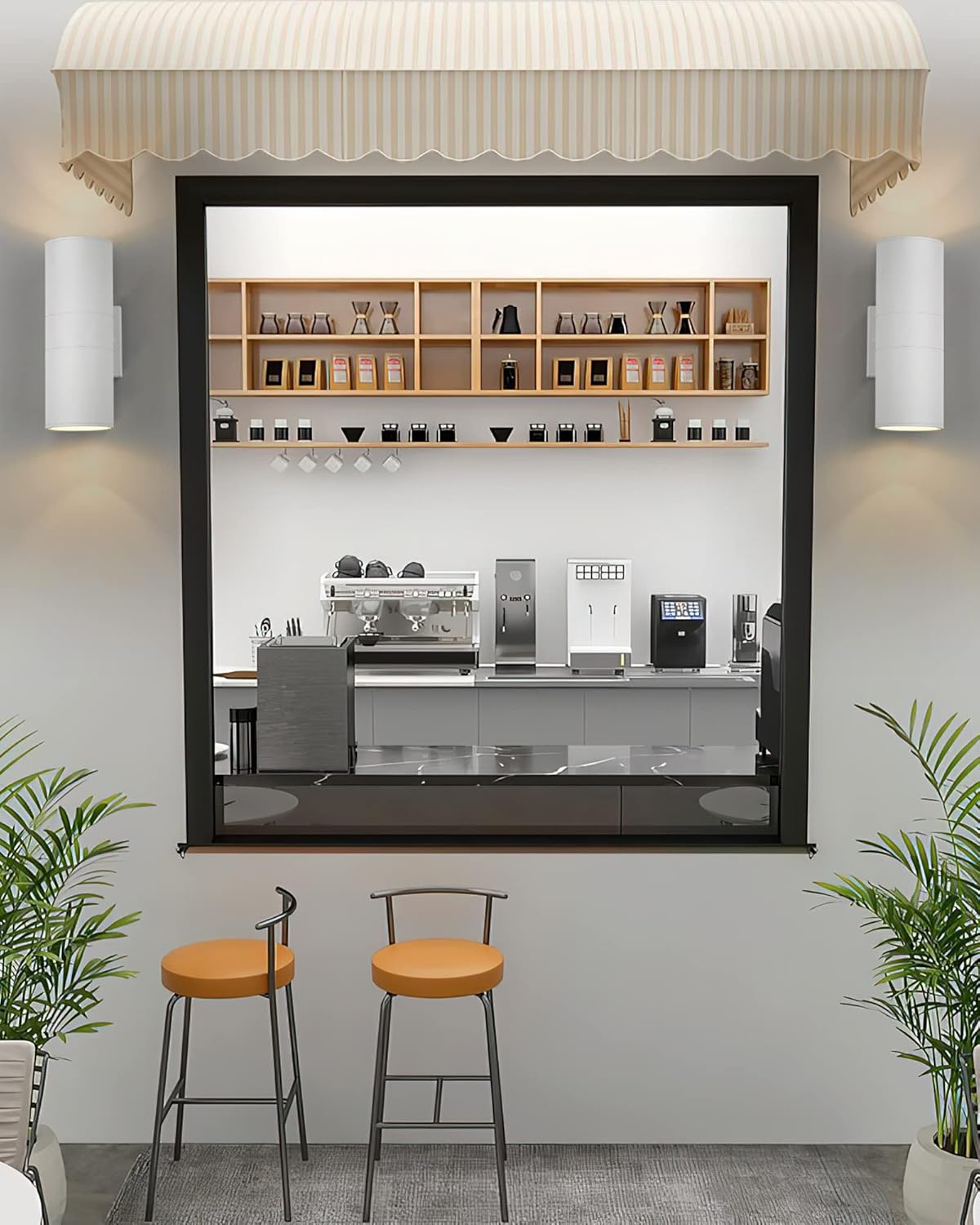 Ken & Ricky White Outdoor Wall Sconce, Outside Up and Down Wall Lights, Modern Exterior Light Fixtures with Tempered Glass Cover for House Porch Garage Patio Front Door -1 Pack