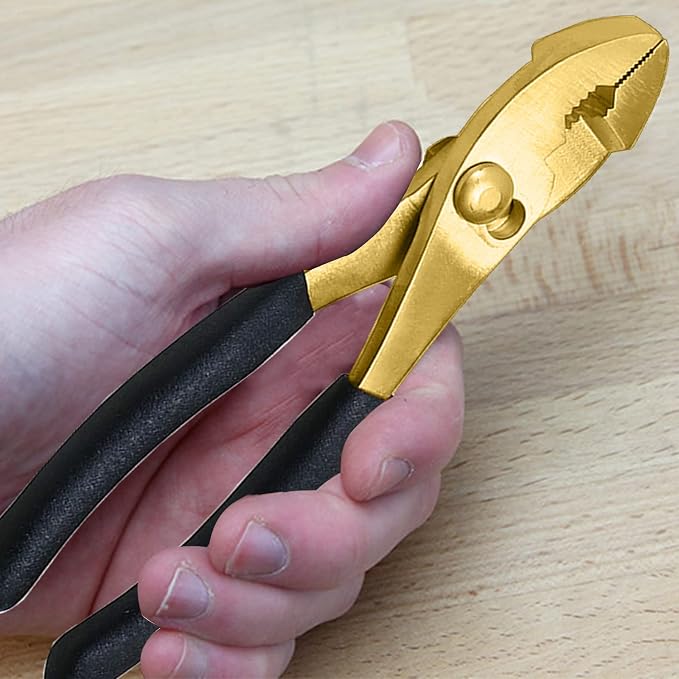 WEDO Brass Pliers Set with Non-Slip Handle - 8" Snipe Nose, 10" Groove Joint, 6" Slip Joint