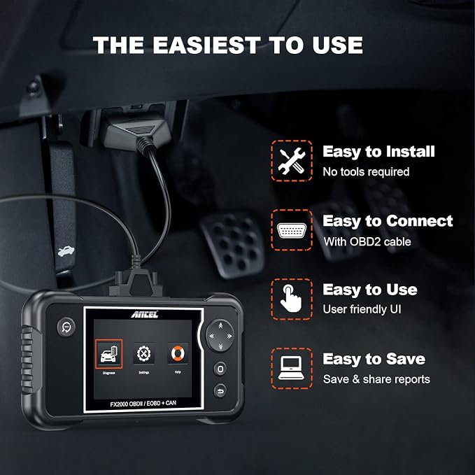 ANCEL FX2000-US OBD2 Scanner Diagnostic Tool, Engine ABS Airbag Transmission Code Reader, Check Engine Light Scanner for Vehicle Health Analysis, Compatible with Most 12V Vehicles