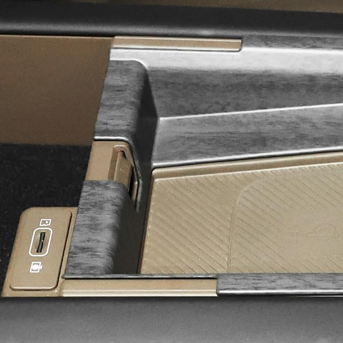 YOUTOOCAR Center Console Wireless Charging Pad Frame Cover Trim Compatible with Kia EV9 2024-2026 Accessories (Wood Grain)