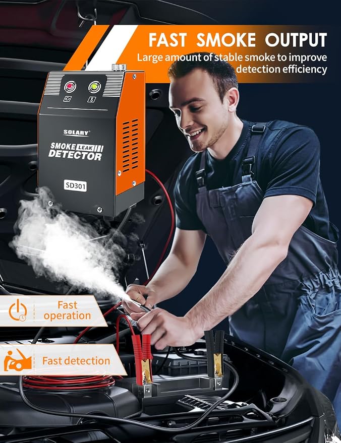 Solary Evap Smoke Machine Leak Tester - 12V DC Vacuum Diagnostic Tester for Pipe System with Built-in Air Pump