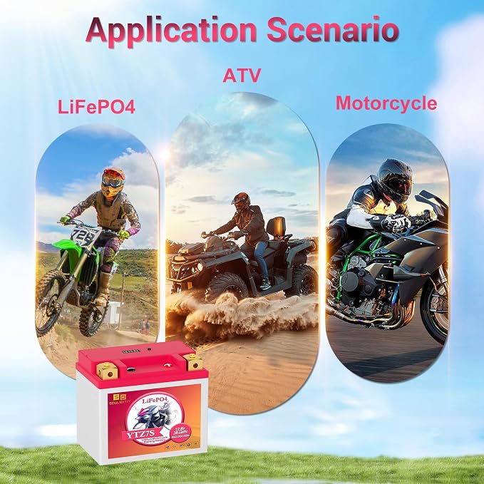 Lithium Motorcycle Battery YTZ7S YTX5L-BS LiFePO4 12V 3Ah 250CCA High Performance Power Sports, Compatible ATV, UTV, PWC, Seadoo, Polaris and Generator Battery