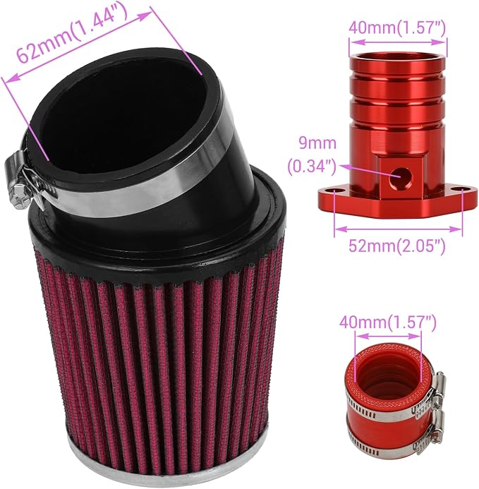 Performance VM34 Carburetor Exhaust Pipe Muffler Stage 2 Kit Replacement for Predator 420 301cc GX390 GX340 GX270 13Hp 15Hp Engine Mini Bike Go Kart Cart Lawnmower Water Pump Parts