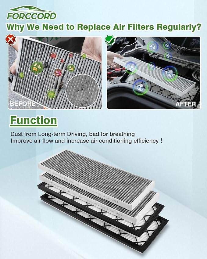 6-Pack Cabin Air Filter Fits for 2020 2026 Tesla Model Y, 2025-2026 Model Y Refresh Juniper Launch Activated Carbon Cabin Intake Filter Replacement 165837500A 165837600A