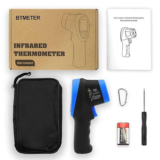BTMETER Infrared Thermometer Laser Temperature Gun 30:1, -58°F to 2732°F | Non-contact Industrial IR Pyrometer for high-temp surface measure Cooking Meat Food, Adjustable Emissivity(Not for Human)