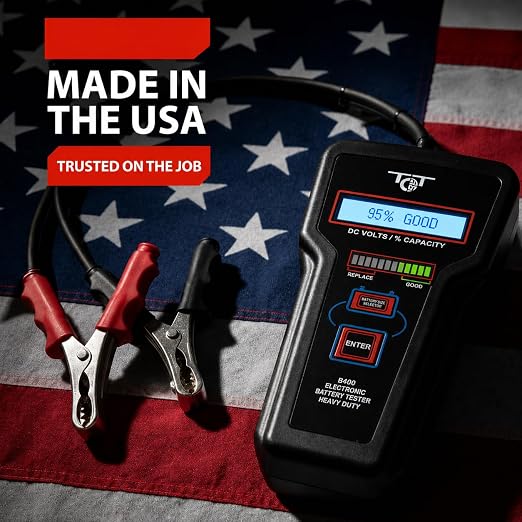 Professional Battery Tester - 12V Automotive Systems, Electronic Load Analyzer - Starter & Alternator Testing, 100–1700 CCA, Digital Voltage Meter, Made in USA, B400 by Tech Professional Service Tools