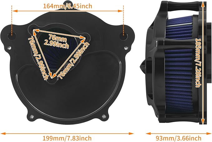 Air Cleaner Filter Aluminum Fit for Harley Touring Road King Street Glide Softail (Black Housing Blue Element, D For M8 Touring 17-23 Trike 17-25 Softail 18-24))