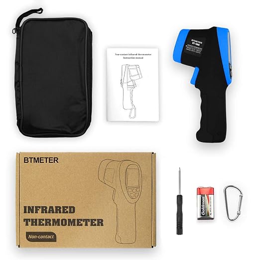 BTMETER BT-1800 Non Contact Pyrometer High Temperature Infrared Thermometer Gun -58°F ~3272°F (-50~1800â) DS 50:1 for Metal Melting Furnace Forge Kiln Tempe Tester-Blue(NOT for Human Temp)