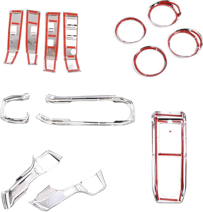 14PCS Full Set Interior Decoration Trim Kit Compatible with Toyot@ Tacoma 2016-2022 Central Control Dashboard Frame Cover Shift Knob Cover Air Vent Trim Cover Window Button Cover (Silver Gloss)