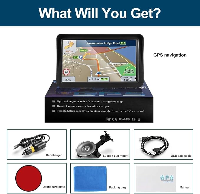 9" GPS Navigator for Car Truck RV, 2026 Latest Map GPS for Car with Free Lifetime Updates, Voice Guidance, Speed Alerts, Custom Routing, HD Touchscreen(Black)