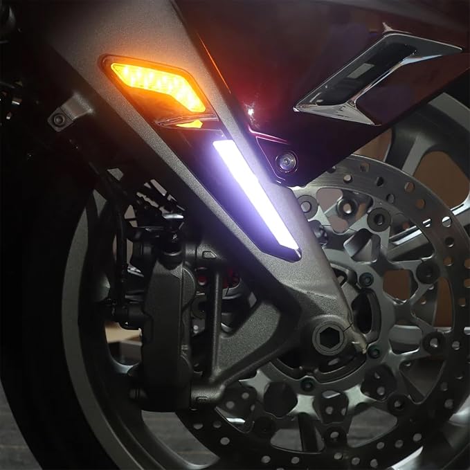 Motorcycle Front Brake LED Light NAV Turn Signal Lights Front Fork Mounted Led Lamp for Honda Goldwing GL 1800 GL1800 F6B 2018-UP 2019 2020 (Black)