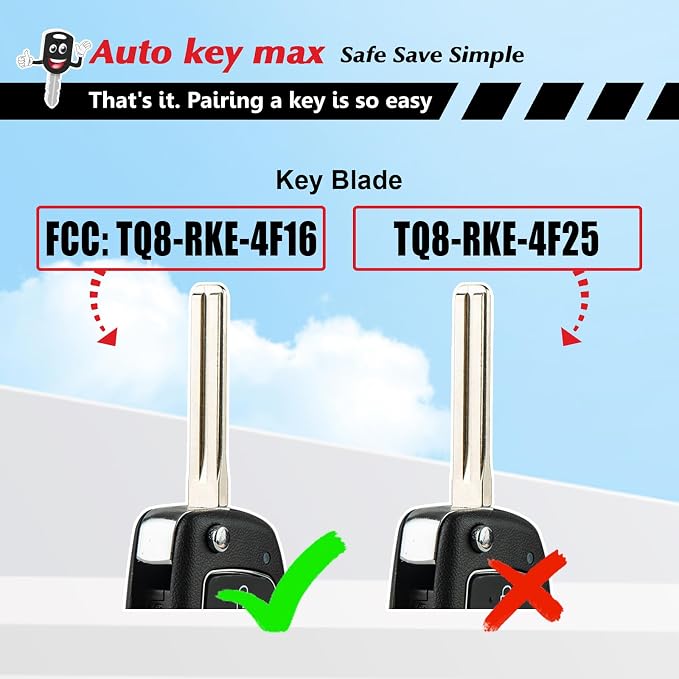 Programmable Keyfob, Replacement Car Keys and Fob DIY Programmer Kit for 2015 2016 2017 Hyundai Sonata Flip Remote TQ8-RKE-4F16 95430-C1010