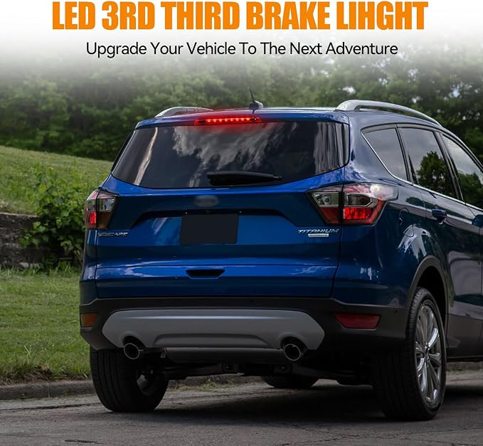 Third 3rd Brake Light LED for 2013-2018 Ford Escape, High Mount Rear Brake Lights Assembly for 13-18 Escape, Waterproof Center Cab Lamp Stop Light (Red)