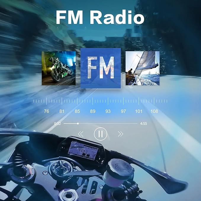 Fodsports FX6S Motorcycle Helmet Bluetooth, 1000m Motorbike Intercom Bluetooth, 6-Way Motorcycle Helmet Communication System/Voice Dial/Universal Pairing/FM Radio (1 Pack FX6S with LED)