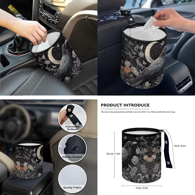 Moon Raven 15 PCS Car Seat Cover Set, with Steering Wheel Seat Belt Cover Rear View Mirror Cover Coaster Trash Cans Keychain Universal Fit