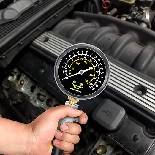 BETOOLL 13pcs Compression Tester with Spark Plug Tester - 300PSI Engine Cylinder Compression Gauge Automotive Tool