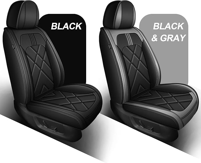 TTX for Ford F150 2009-2024 2025 2026 Seat Covers & F250 F350 F450 2017-2026 Seat Cushion Cover with Faux Leather(Front,Black)