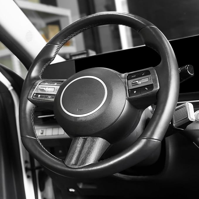 Steering Wheel Button Frame Cover Compatible with Hyundai Sonata 2025 Hyundai Kona 2024-2025 Hyundai Tucson 2025 Accessories (Wood Grain) (Not Suitable for N line)