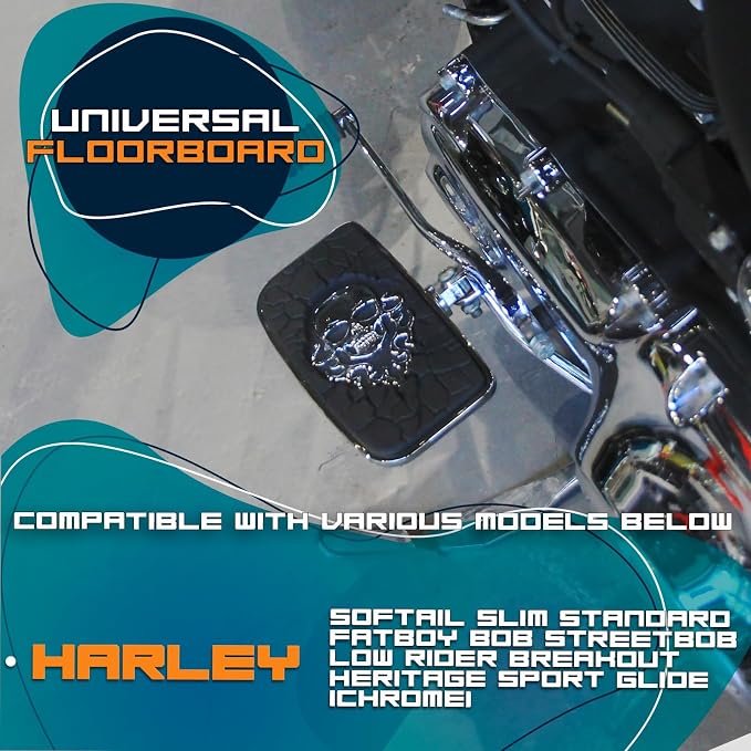 Rear Passenger Footpeg Passenger Peg Floorboard Footboard for Harley (18-later Softail Passenger, MetalSkull-Chrome)