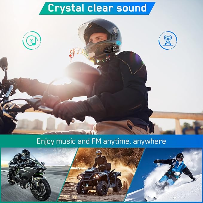 MAXTO Motorcycle Bluetooth Headset with Camera 1080P HD, M3 Upgraded 360ยฐAdjustable Clip, 6 Riders 3280Ft Motorcycle Communication Systems Group Intercoms, WiFi Transit/FM funtion, IP65 Waterproof