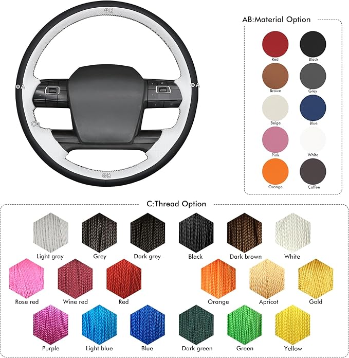MEWANT Hand Sewn 3D Style Steering Wheel Cover Wrap for Volvo VNL VNR FM FH 2017-2025 Steering Wheel Accessories for Volvo FM
