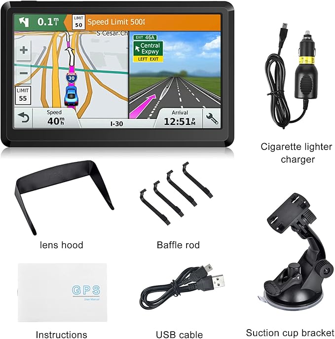 GPS Navigation for car Truck & RV & Car, Driver Alerts, Turn-by-Turn Directions,Car GPS Navigation 2026 Map and Free Update Map