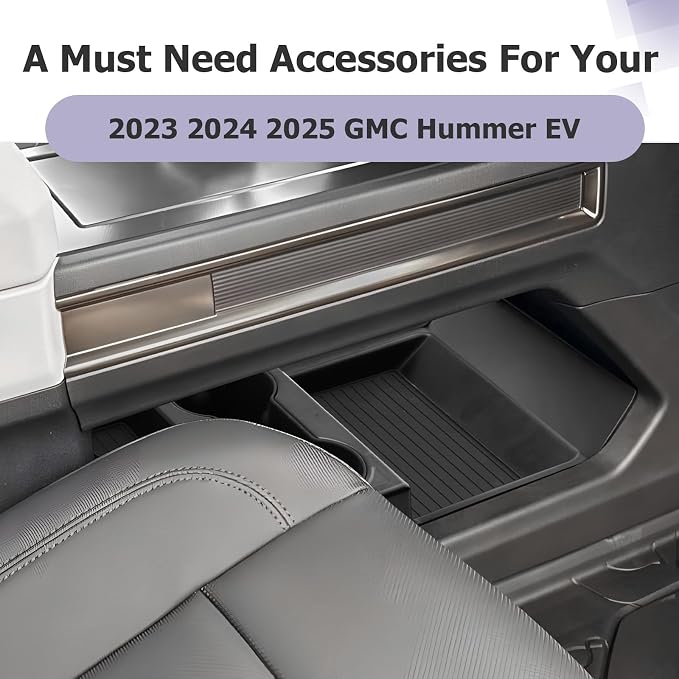 LUWU Lower Center Console Organizer Compatible with 2023 2024 2025 2026 GMC Hummer EV SUV Accessories 2025 2026 Hummer EV Pickup Armrest Console Organizer Armrest Lower Storage Tray