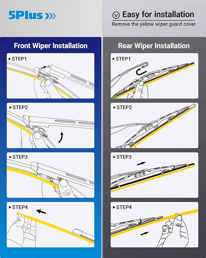 5 PLUS® 26"+23"+12" Windshield Wipers Replacement for Toyota Sequoia 2022-2008 Wiper Blades,Windshield Wiper Blades Original Equipment Replacement (Pack of 3)