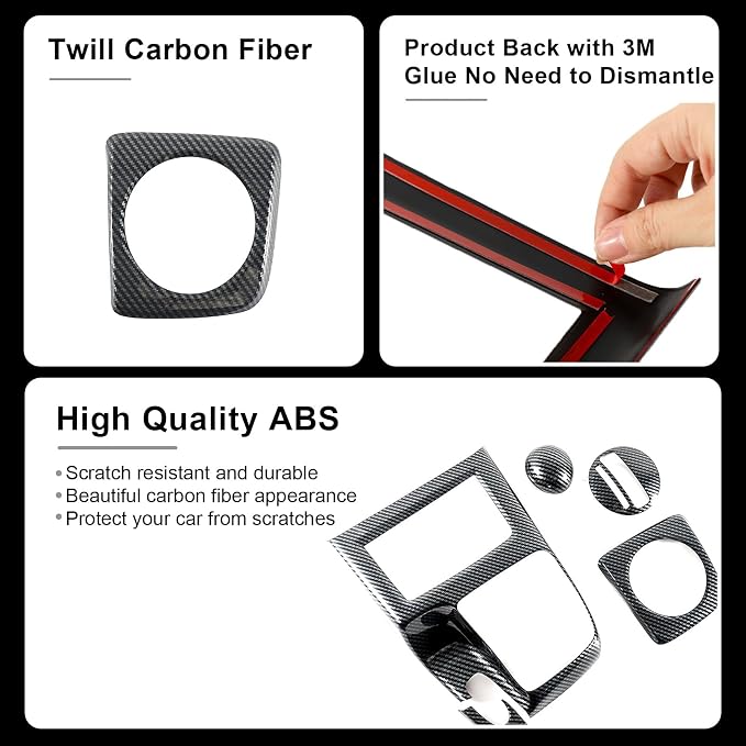 Carbon Fiber Gear Shift Panel Trim Cover for Honda Civic 8th Gen 2006 2007 2008 2009 2010 2011, Gear Shift Panel Interior Accessories