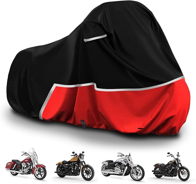 Waterproof Motorcycle Cover Replace for Harley Davidson Cruiser Models, 420D Oxford Cloth Softail, Dyna, Iron 883, Fat Boy 114, Forty-Eight, Low Rider, Sport Glide Cover for Snow Rain Protection