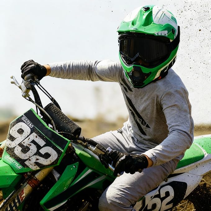 Youth Dirt Bike Helmet DOT Approved, Kids Motocross Full Face Helmet with Adjustable Goggles Riding Gloves & Storage Bag, Off-Road Sport Gear Set for Boys Girls ATV UTV