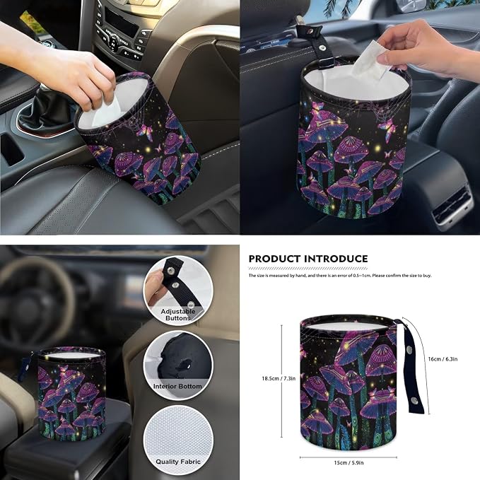 15 Pcs Glitter Rose Butterfly Car Seat Covers Full Set for Women Goth Car Accessories Interior Car Steering Wheel Cover Seatbelt Covers Trash Bin Rear View Mirror Cover Cup Holders Keychain