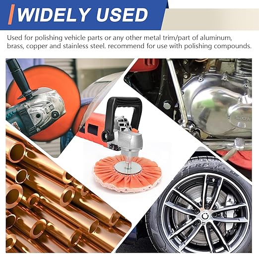 8" Orange Airway Buffing Wheel,5/8'' Arbor Hole,12 Plys/Medium Polishing for Angle Grinder,2PCS