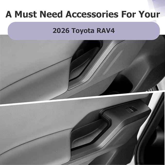 LUWU 2026 RAV 4 Car Door Side Organizer Compatible with 2026 RAV 4 Accessories Car Door Storage Box Insert Tray Center Console Organizer Armrest Storage Box TPE Material 4-Pack