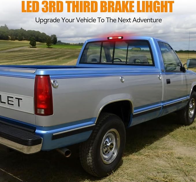 Third 3rd Brake Light LED for 1988-1999 Chevy/GMC C1500 C2500 K1500 K2500 Silverado Blazer, High Mount Rear Brake Lights Assembly Center Cab Stop Cargo Light (RED)