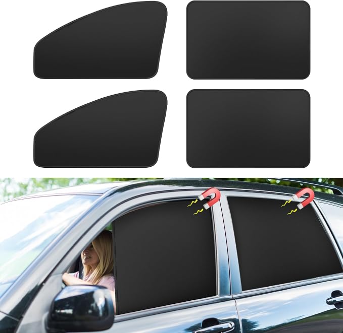 Car Window Sun Shades Curtains - Magnetic Privacy Curtains Side Window Sun Shades 100% Block Light Car Window Covers with Cooler Feeling (dexterous, 4pcs)