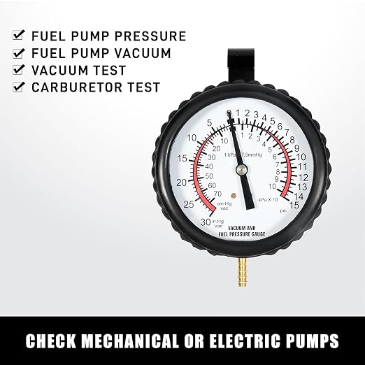 Fuel Pump Tester Gauge Kit, Leak Carburetor Pressure Diagnostics Kit, Vacuum Pump Tester Gauge for Carburetors & Vacuum Systems