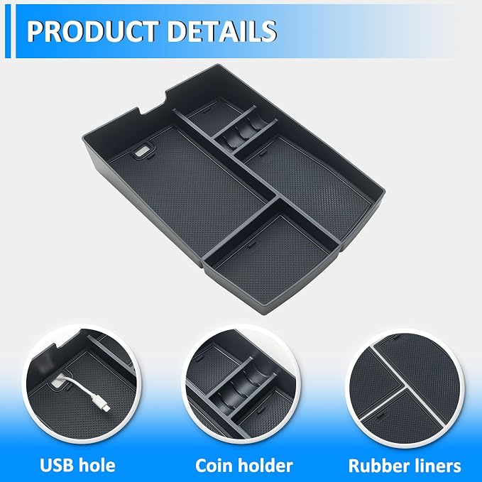 TOPINSTALL 26 New Console Organizer Compatible with 2024-2026 VW Atlas/Atlas Cross Sport Accessories, Armrest Box Storage Console Tray with Coin Holder Insert Interior Accessories