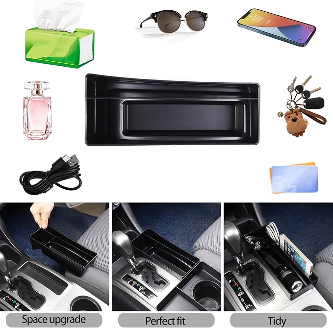 Lcojicep Car Central Control Tray Storage Box Organizer Compatible with Toyota Tacoma 2006-2015 Center Console Gear Shift Side/Water Cup Holder Organizer, Storage Box Tray (Gear Side Storage Box)