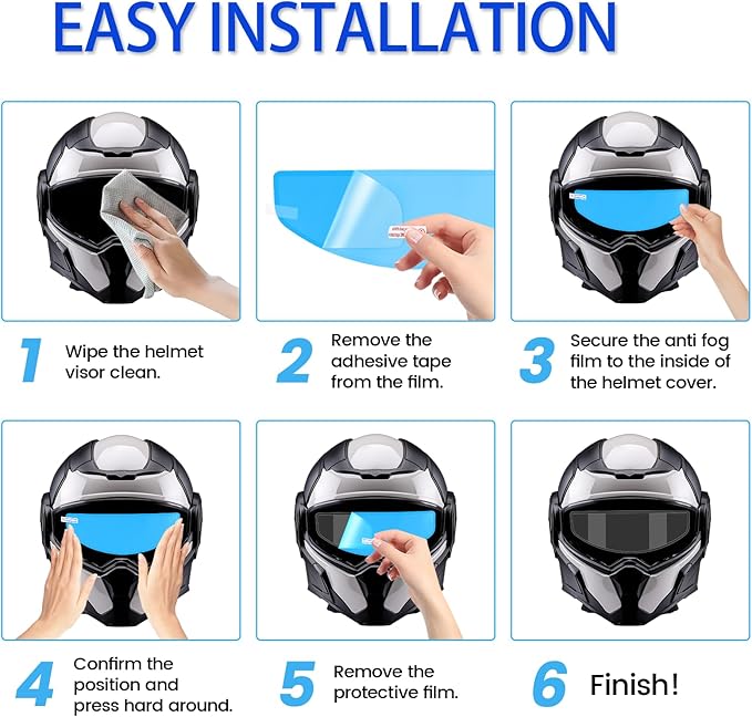 Motorcycle Anti Fog Film, Universal Fit Helmet Visors Insert Waterproof Fog Resistant Clear Vision
