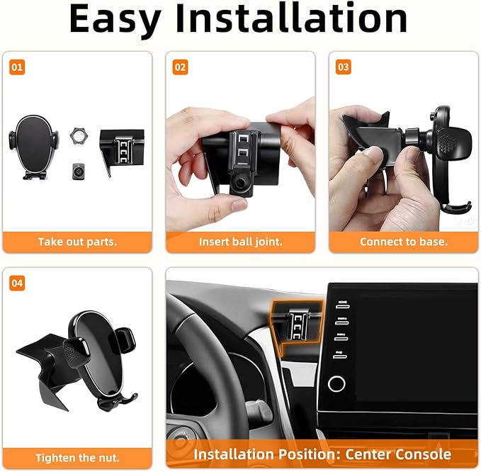 Car Phone Holder for Toyota Camry (2021-2023 2024), Dashboard Phone Mount, 360 Phone Holder Rotating, Hands Free Mobile Holder, Car Mount for iPhone, Samsung & Android, 2022 Camry Interior Accessories