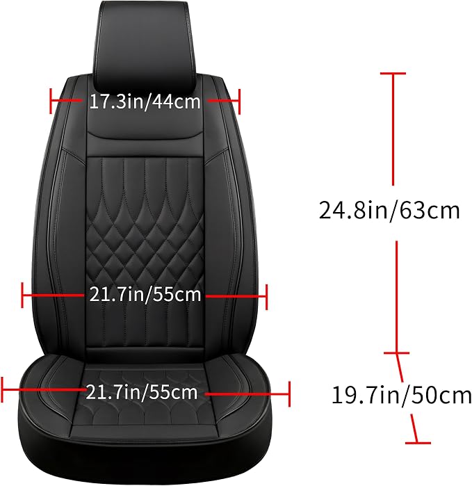 Car Seat Covers 2 PCS Front Seats, Waterproof Napa Leather Automotive Seat Protector for Cars SUV Truck Sedan, Universal Anti-Slip Car Seat Cushion Interior Accessories, Black