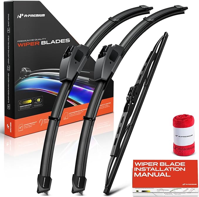 A-Premium 24"+20"+16" APWB511 Windshield Wiper Blades Compatible with Ford Windstar 1995-2003, Freestar & Mercury Monterey - Front Rear Wipers Blade Set with Wear Indicator & Towel (Pack of 3)