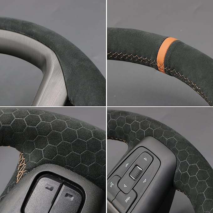 MEWANT DIY Stitching Car Steering Wheel Protector Wrap Cover for GMC Sierra 1500 2019-2023 / Sierra 1500 Limited 2022 / Sierra 2500 2020-2024 / Sierra 3500 2020-2024 / Yukon (XL) 2021-2023 Accessories