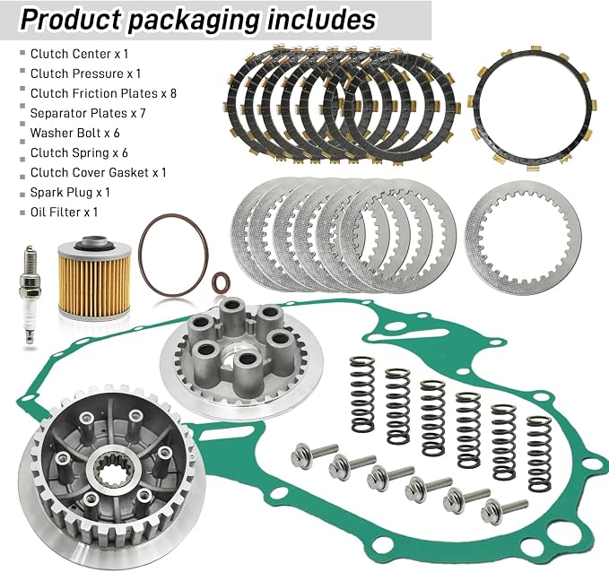 Clutch Kit & Friction Steel Plate for Yamaha Raptor 700 R 700R 2006-2024, Clutch Assembly OEM# 1S3-16351-00-00 1S3-16371-10-00