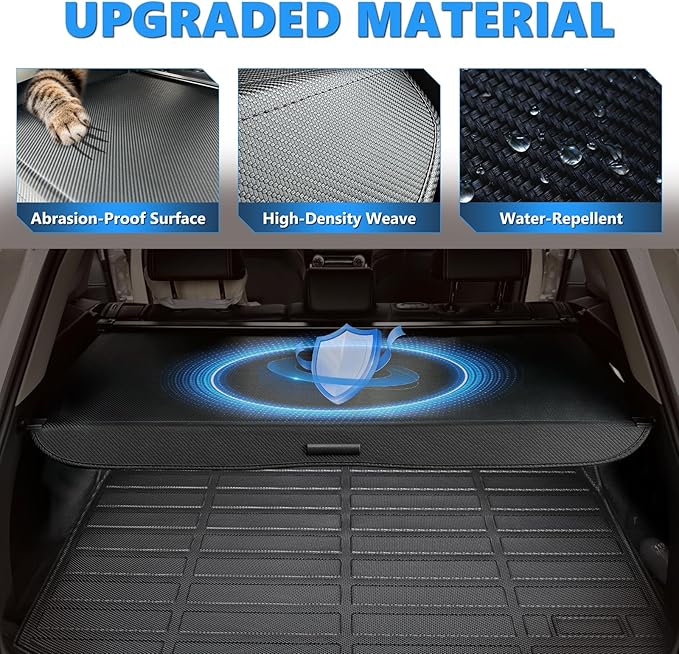MIALUTY® Cargo Cover for 2020-2024 Toyota Highlander Retractable Trunk Cover Highlander Accessories Anti-Theft Privacy Screen,Trunk Luggage Shield Shade Carbon Fiber Texture (Original Factory Storage)
