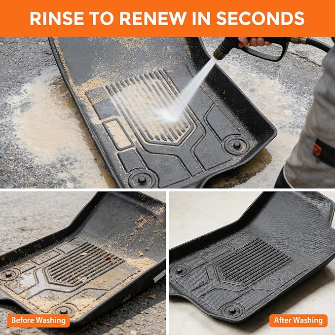 Floor Mats for Jeep Wrangler 4XE 4 Door 2021-2026 (Not for JL, JK or 2 Door), Custom Fit Heavy Duty TPE All Weather Protection, Waterproof Non-Slip Black Car Liners (Two-Row Floor Mats)