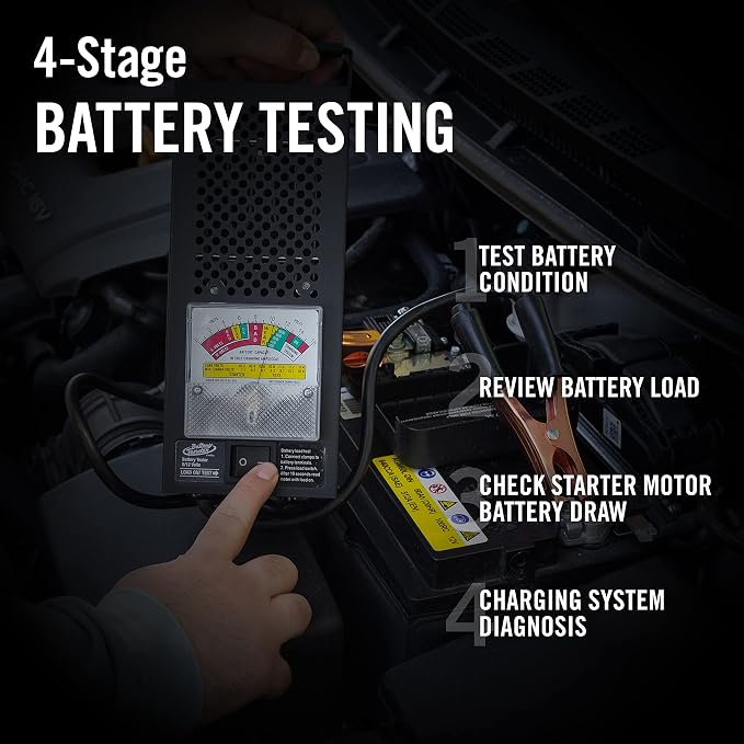 Battery Tender Battery Load Tester 12 Volt at 100 Amps / 6 Volt at 50 Amps Battery Tester - Test Battery Load for 12V or 6V Batteries - Battery Health Checker, Check Starter Motor Draw - 026-0020