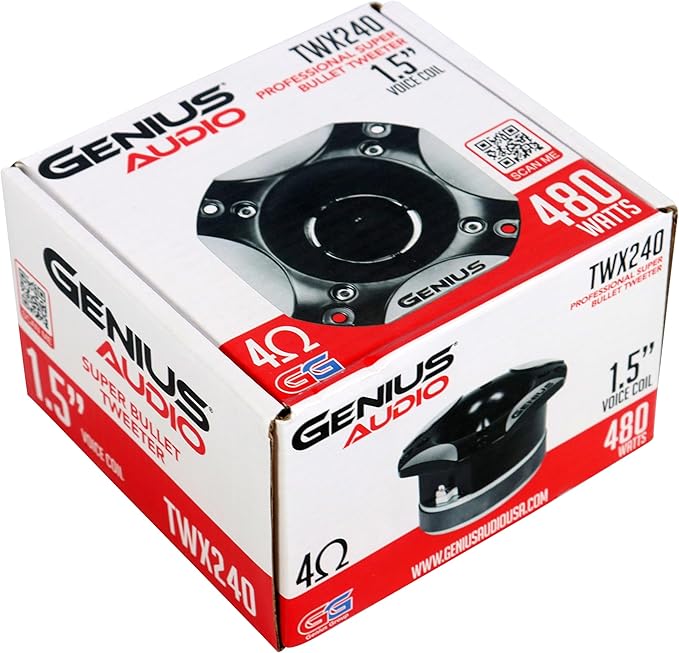 Genius TWX240 4" Super Bullet Tweeter Ferrite 1.5" Vc 480W 4 Ohm
